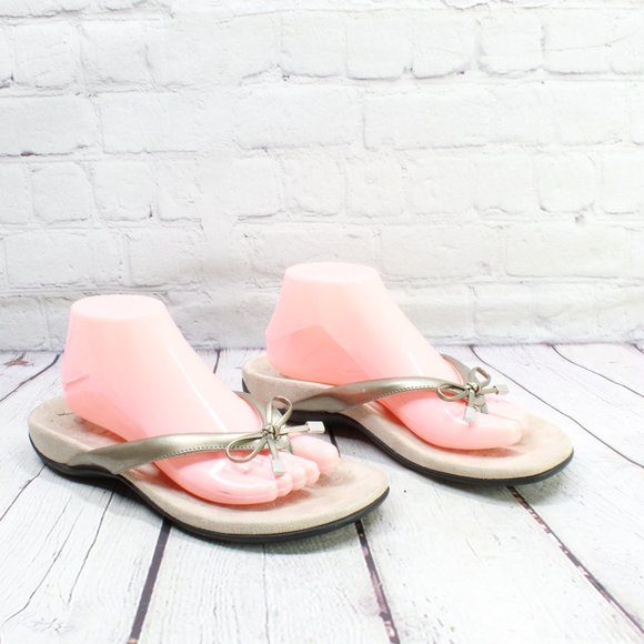 VIONIC Bella II Slip On Comfort Silver Flip Flop F - Picture 3 of 9